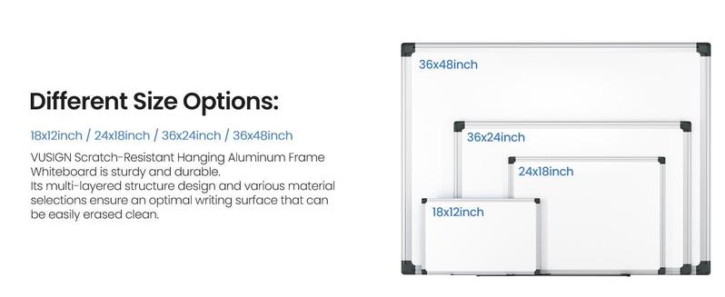 Magnetic White Board Kit for Wall 36" x 24"，1 Dry-Erase Eraser&2 markers Markers&4 Magnetic Pins, Sliver Reinforced Aluminum Frame