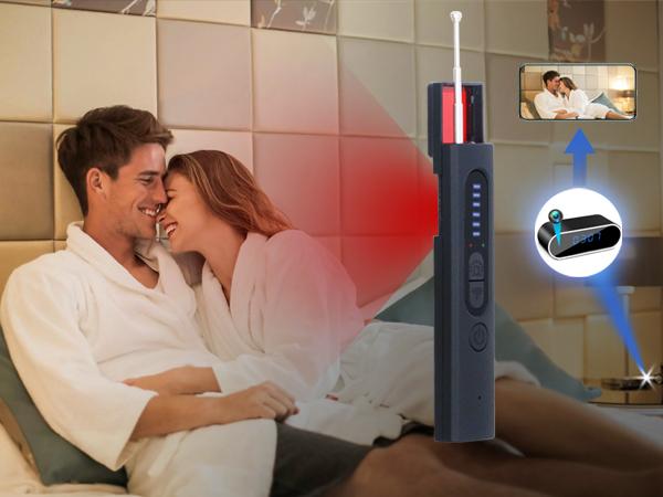 Hidden Camera Detectors, AI-Powered Spy Camera Detector, Car GPS Tracker detector, Bug Detector, RF Signal Detector, Listening Device Detector, 6 Levels Sensitivit, 4 Detection Modes, 30H Working Time for Travel, Car, Bathroom, Office, Hotel, Rental