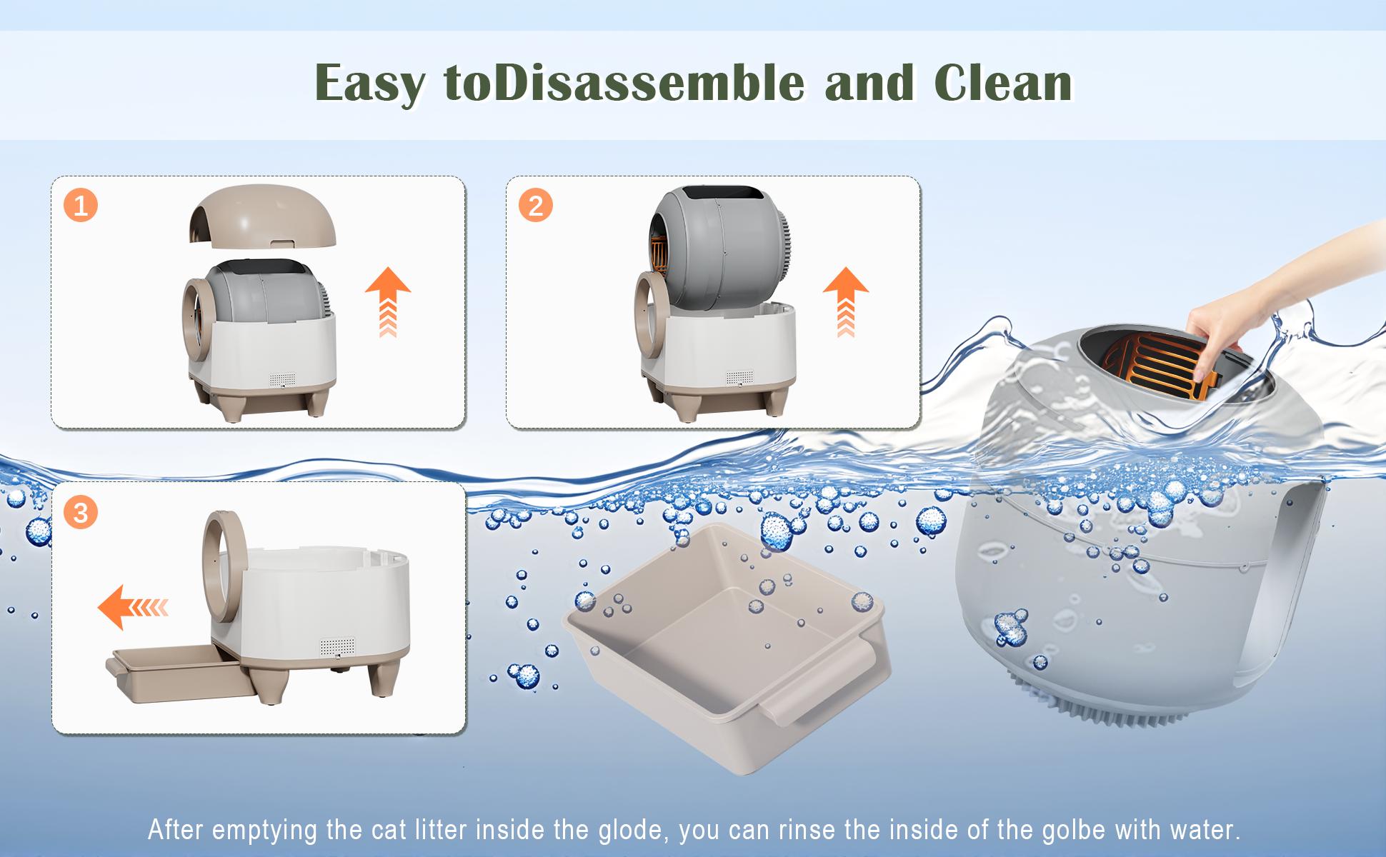 Warcat Smart Low-Noise Auto-Cleaning Litter Box 90L Self Cleaning Cat Litter Box APP-Controlled via 2.4G WiFi with Smart Sensors, Safety Protection, Easy Maintenance, Easy Setup & Clean SpringShine SpringStatements SpringBreak