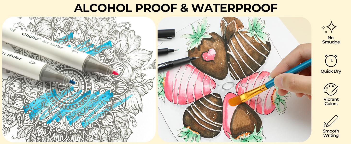 Ohuhu Colored Fineliner Drawing Pens: 18 Packs Fineliners - 11 Colored Pens & 7 Assorted Point Sizes Black Micro Pen Waterproof for Drawing Sketching Anime Manga Artists Beginners - Hana Highway Series of Ohuhuart