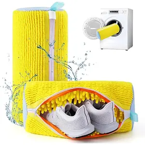 Reusable Shoe Washing Bags for Washer & Dryer 360° Deep Cleaning Laundry Shoe Bags with Self-Locking Zipper Universal Fit for All Shoe Types Sneakers Protector Organizer Bags storage （1pcs）