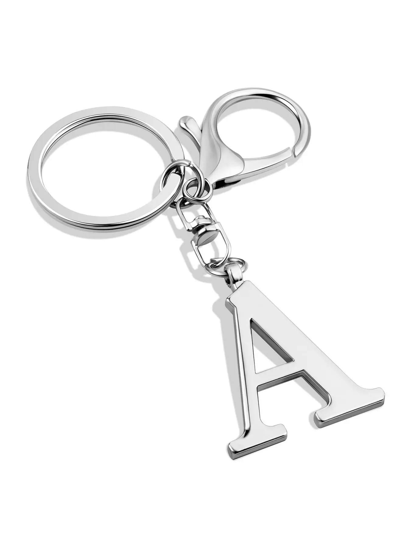 Silver Color Fashion Initial Keychain, Elegant Letter Key Ring, Cute Monogram Key Holder for Women, Mom Gift, Backpack Car Key Accessory, Minimalist Design Keychain, Stylish Keychain, Stylish Keyring, Fashionable Alloy Keychain