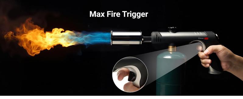 [ Valentine's Day gifts ]Saker One-Touch Max Fire Culinary Propane Cooking Blow Torch Gun with a Safety Lock, Charcoal Lighter, Flame Thrower, Kitchen Food Torch Head for Grill, Sous Vide, Outdoor BBQ (Tank Not Included)