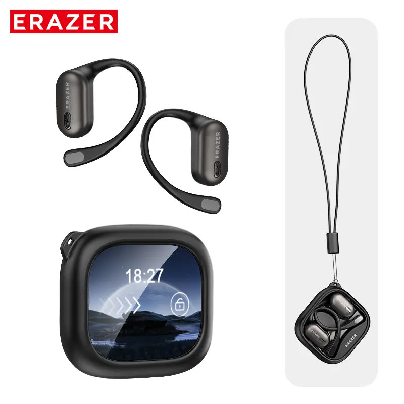 ERAZER XF38 OWS Wireless Bluetooth Earbuds - HIFI Audio, Wireless Remote Control, Built-in Mic, Water Proof, LCD Display, Fast Charging, Stable Connection for Gaming, Sports