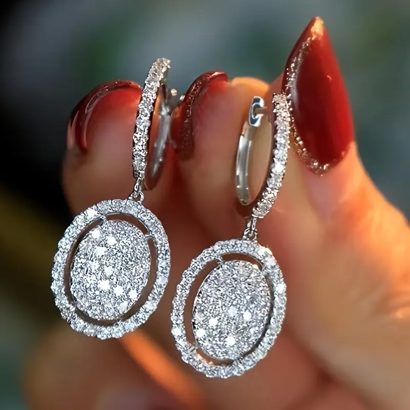 Bridesmaid Earrings for Women, Sparkling Micro-Paved Zirconia Dangle Hoops, Hypoallergenic Wedding Party Jewelry, Sparkling Zirconia, Earring For Women, Micro-Paved Stones, Daily, Brilliance & Shine Earrings