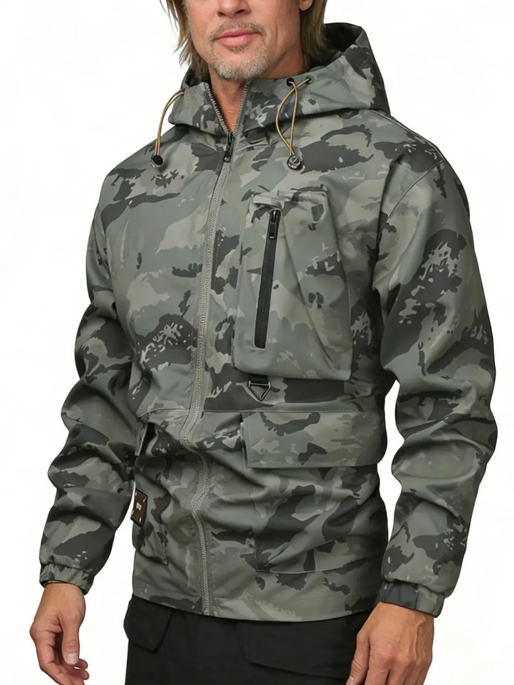 Men’s Stylish Casual Long-Sleeve Camouflage Jacket - Lightweight Menswear Top with Pockets, Single-Layer All-Season Outdoor Coat
