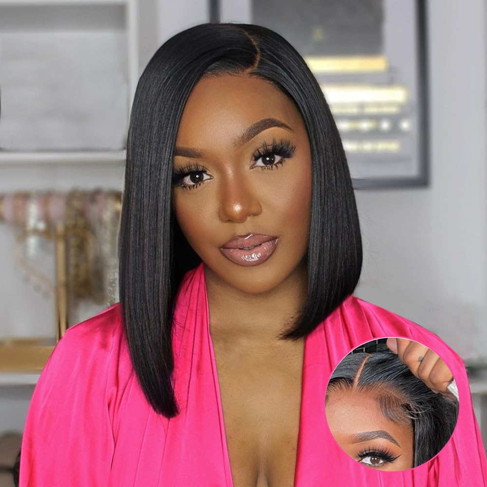 West Kiss Ready Go Pre Cut Glueless Bob Wig Straight Lace Front Human Hair Wig Pre Bleached Pre Plucked With Baby Hair TikTokShopSpringGlowUp