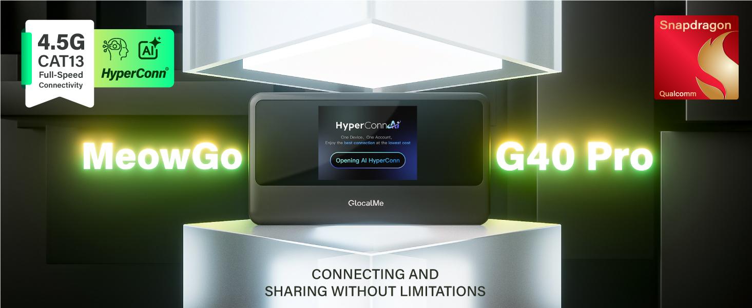 GlocalMe MeowGo 4G Portable WiFi Hotspot for Travel in 200+