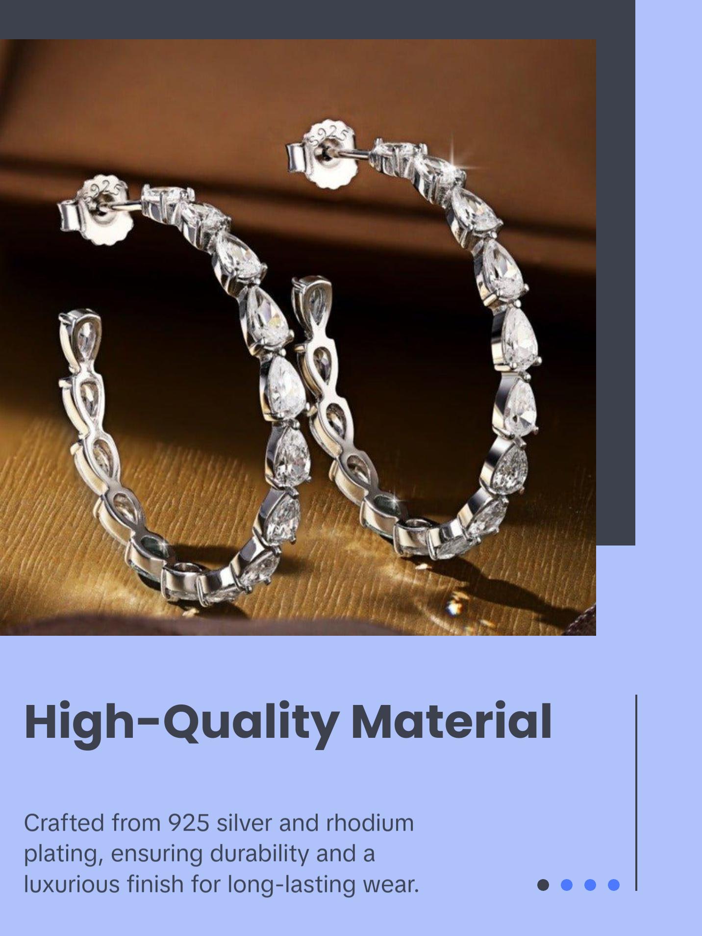 Sparkly Big Baguette Hoop Stud Earrings