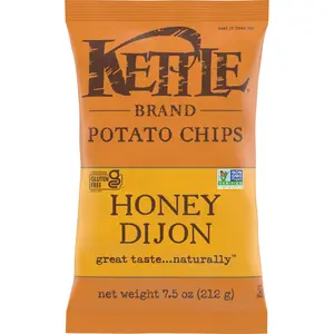 Kettle Brand Potato Chips, Honey Dijon Kettle Chips, 7.5 Oz Snack Crunchy Crispy Natural Flavor