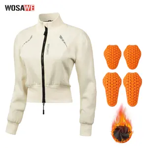 WOSAWE Women's Motorcycle Sweatshirt with Shoulder Pads Zip Up Jacket Biker Trendy Cropped Sweaters