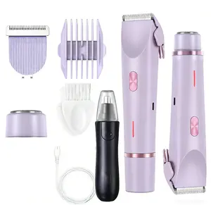 2026 New Bikini Trimmer for Women Electric Razors for Women, Double Head Dual Purpose, IPX7 Waterproof Hair Razor, Ceramic Blade Hair Trimmer Wet & Dry Use, Painless Electric Shaver for Facial and Body (Purple/Blue/Green)Free Nose Trimmer