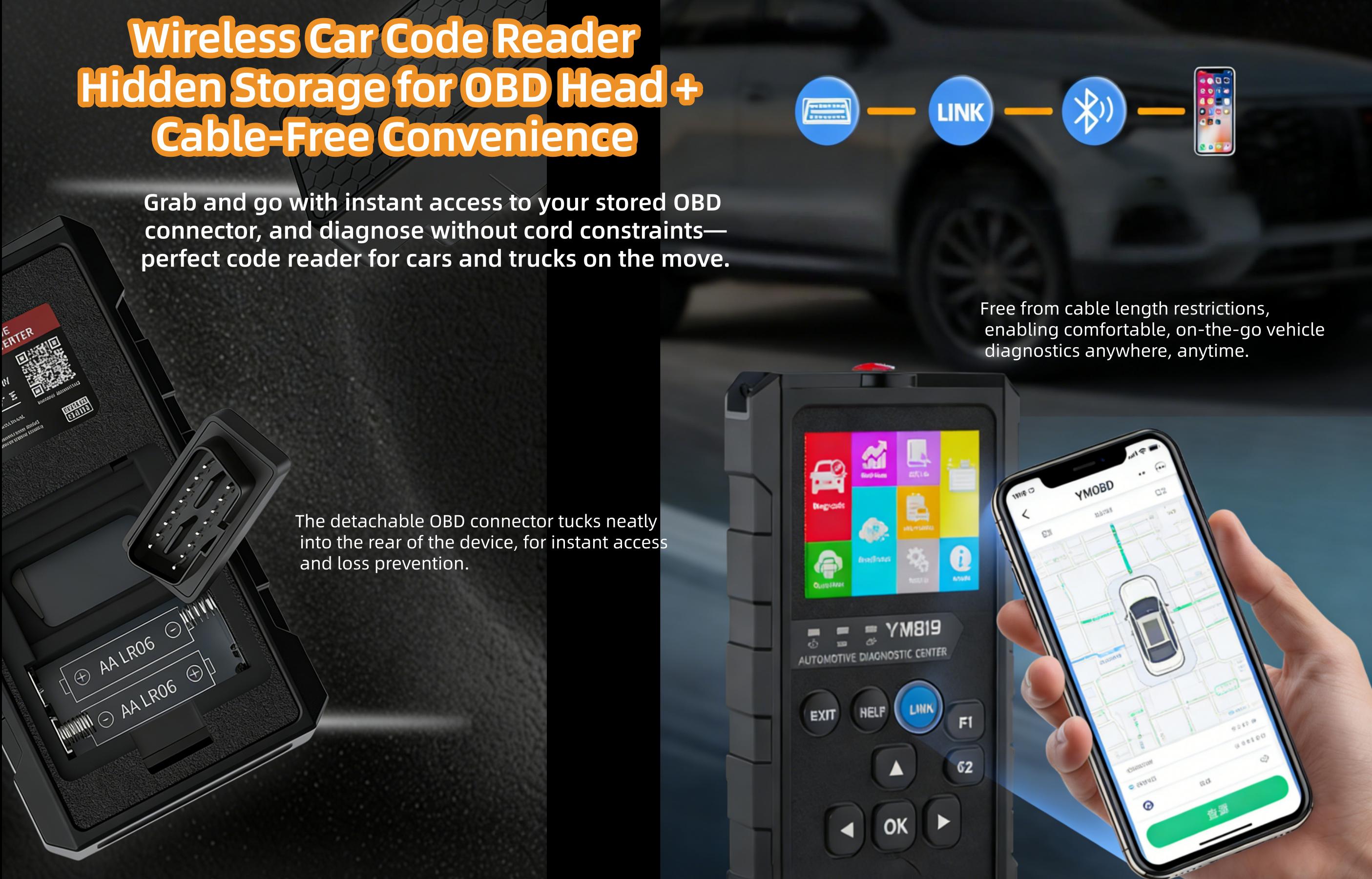 Wireless OBD2 Scanner, Bluetooth Car Diagnostic Tool for iPhone & Android - Auto Code Reader with Free App, Check Engine Light Reset, Live Data & I/M Readiness | Works with All Cars 1996 & Newer