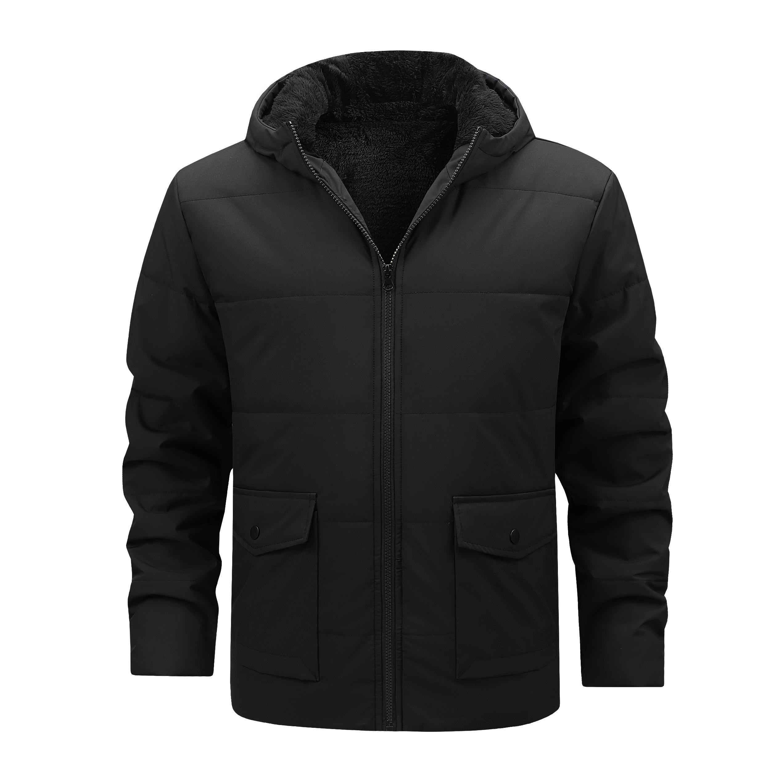 TJL Men's Ultra Warm Thermal Lined Hooded Puffer Jacket - Winter Cozy Zip-Up Coat for Casual Outdoor with Fire Graphic Icon mens Men's Windproof Insulated Hooded Jacket bg a the label mens  zip  up