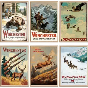 Vintage Winchester Poster, Rustic Turkey Hunting Wall Decor, Outdoor Lifestyle Pursuit Scene Art, American Hunter Nostalgia Paper Print, Hunter Lodge Gift for Man, Hunting-Fans Decor for Lobby, Living Room, Dinning Room, Bedroom