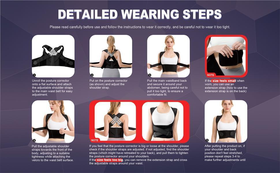 ‌Ergonomic Posture Corrector Adjustable Brace for Spine Alignment Back Pain Relief Anti Hunchback Support Comfortable Office Work Computer Study‌ Waist Trainer Corset Waist Abdominal Belt U Back Shaper