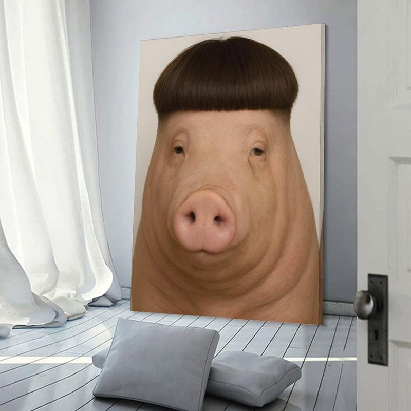 Funny Pig Head Decorative Oil Painting Canvas Wall Poster Art Painting Printing Modern Family Bedroom Decoration Poster Decorated In Modern Style