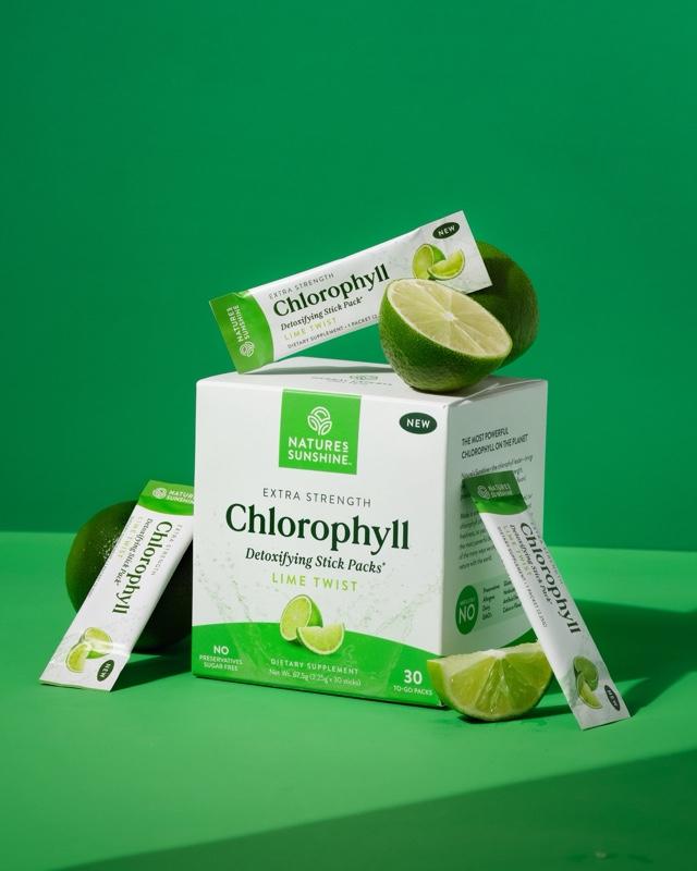 Nature's Sunshine Chlorophyll Stick Packs: Lime Twist. Your Daily Detox- Reduce Bloat, Control Odor, Clear Skin, Boost Energy, Support Digestion Nutrition Healthcare