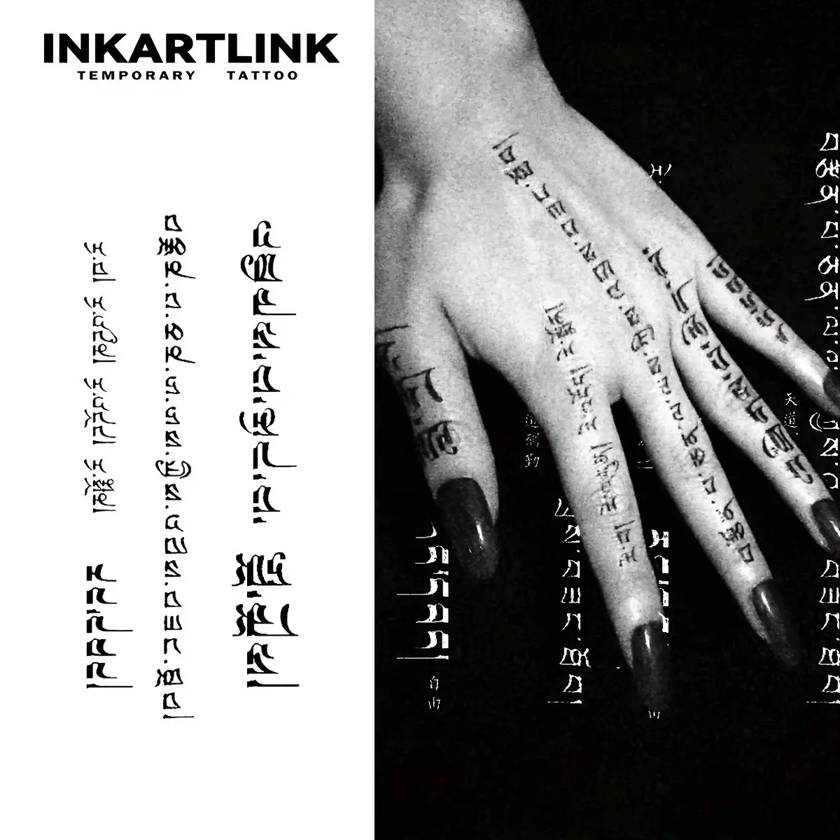 INKARTLINK Tattoo Tech, 2 Sheets Medium Semi Permanent Tattoo, Adult Art Design Temporary Tattoos, Lasts 1-2 Weeks, Waterproof, Realistic Look, No Adhesive, No Reflection (Sanskrit)
