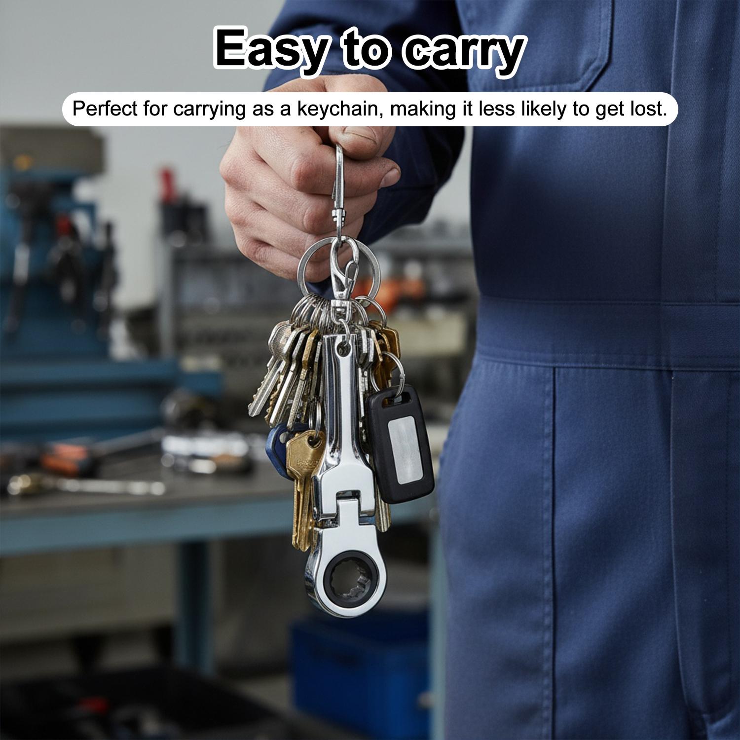 PUKEGM 10mm Ratchet Wrench Keychain Flex Head 72-Tooth Mechanic Gift (Neo Chrome Plating)