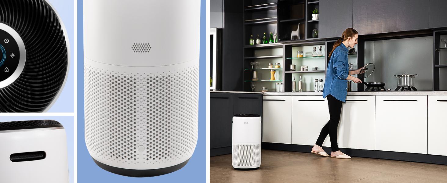 LEVOIT Air Purifiers for Home Large Room Up to 1980 Ft² in 1 Hr With Air Quality Monitor, Smart WiFi and Auto Mode, 3-in-1 Filter Captures Pet Allergies, Smoke, Dust, Core 400S/Core 400S-P, White