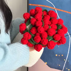 Handmade Crochet Rose Blanket Bouquet with 52 Roses - Soft Lightweight Knitted Throw Blanket | Perfect Mother's Day  Anniversary Wedding Birthday Surprise Gift for Her Couples Family | Cozy Home Snuggle Decor Artificial Flower Decoration Decorative