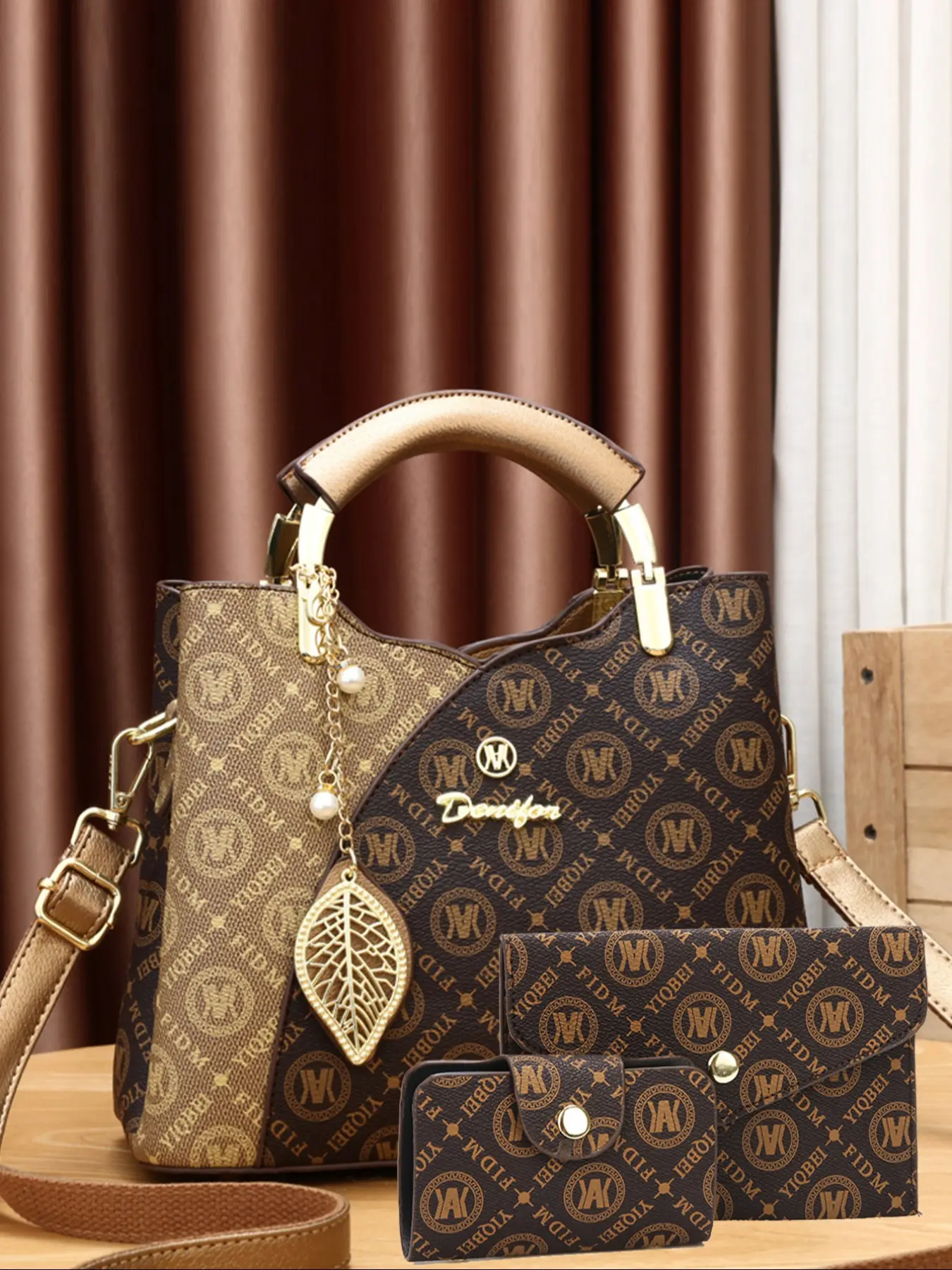 Women's Handbag Set, Trendy Gradient Color Block Fashion Multi-Functional Three-Piece Bag, Stylish Shoulder & Clutch Bags