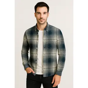 Plaid Checkered Casual Shirt – Long Sleeve Button Down Cotton-Poly Blend Shirt