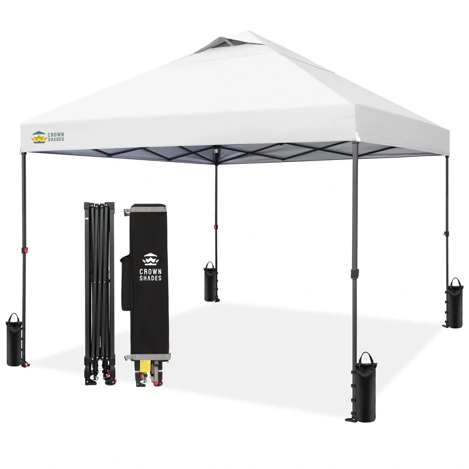 CROWN SHADES 10x10 Pop Up Canopy - Patented Center Lock One Push Instant Outdoor Canopy Beach Tent with STO-N-Go Bag 8 Stakes & 4 Sand Bags，White,outdoorfurnitureset,home decor,camping essentials