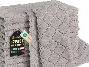 12 Pack Kitchen Dish Cloths (10 x 10 Inches, Grey), Super Soft and Absorbent Coral Velvet Dish Towels, Nonstick Oil Fast Drying Microfiber Cleaning Cloth, No Lint Household Dishcloths