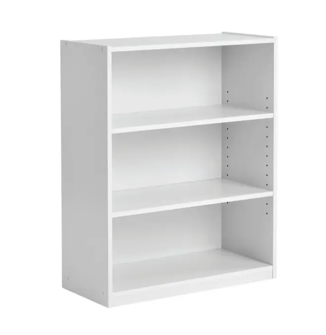 3-Shelf Bookcase with Adjustable Shelves White Modern Storage Solution for Books and Decor