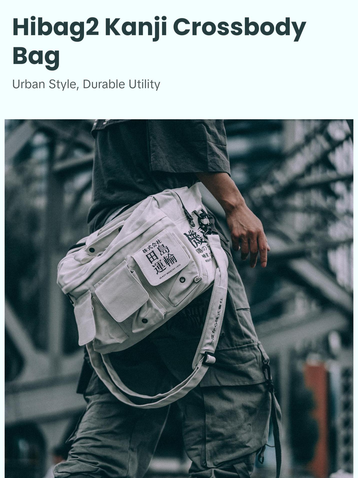 Hibag2 Niepce Streetwear Fashion Canvas Japanese Kanji Crossbody