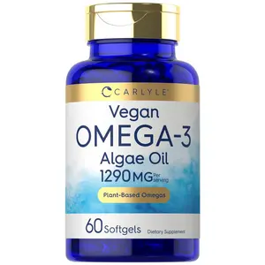Carlyle Vegan Omega 3 Supplement | 1290 mg | 60 Softgels | Plant Based | Non-GMO & Gluten Free | From Algae Oil