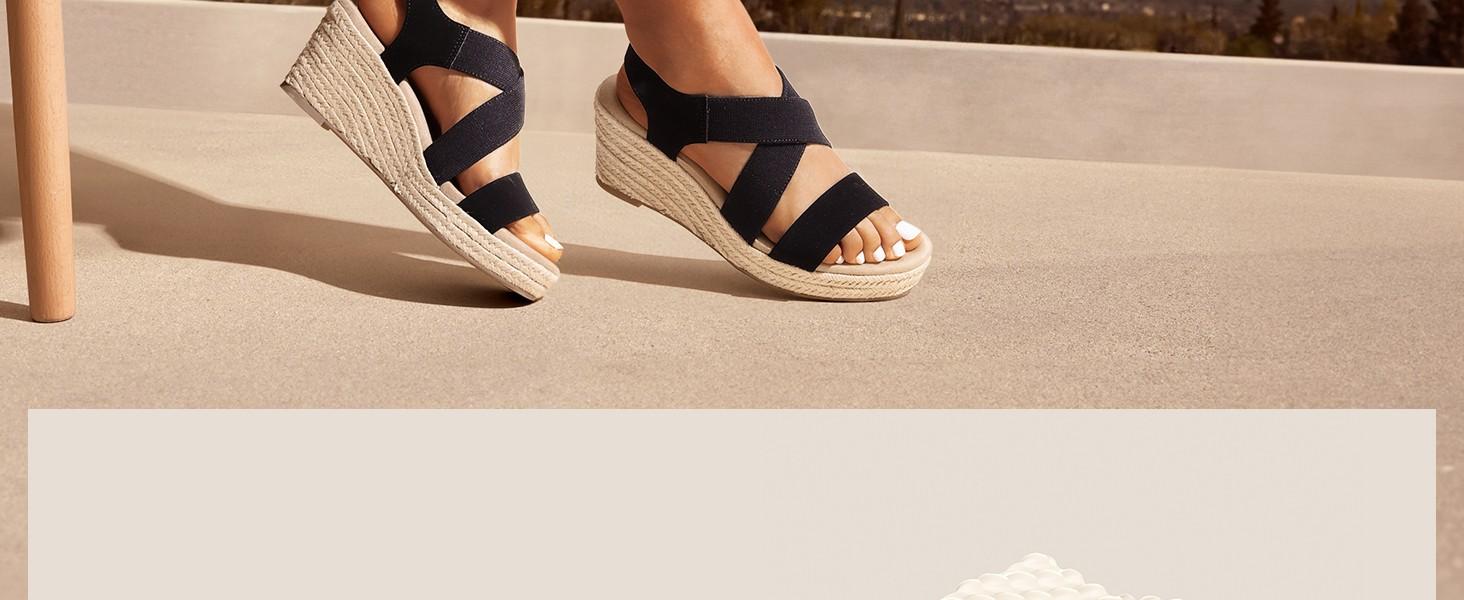 Dream Pairs Women's Elastic Ankle Strap Espadrille Wedge Sandals