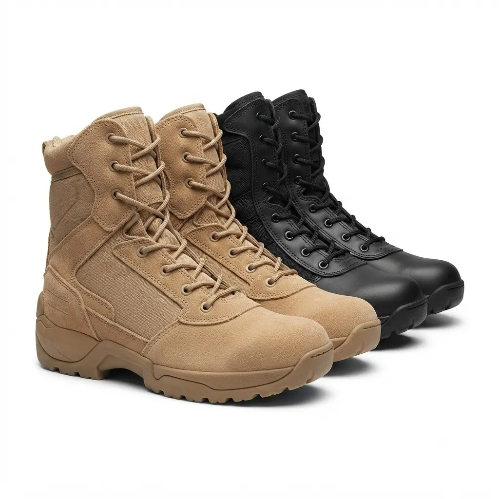 Safara Men's 8-in Durable Mid-Calf Military-Style Tactical Hiking Combat Boots, Casual Outdoor Tactical Hiking Footwear, Available in Wheat or Black, Tactical Hiking Boot
