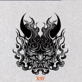 Demon Blade Classic Pattern Herbal Juice Tattoo Stickers Waterproof, Smudge-Proof, Non-Reflective, Long-Lasting, Sustaining Society