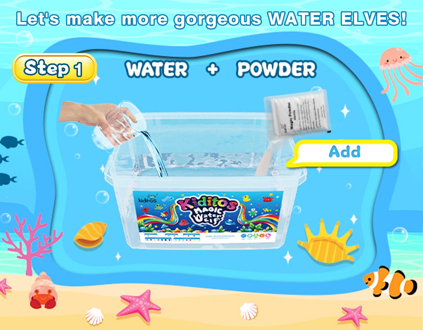 Kiditos  Magic Water Elf Toy Kit with Magic Gels, Molds - Imaginative Play, Christmas Gifts, Birthday Gifts, Party Favors, and Family-Friendly DIY STEM Projects