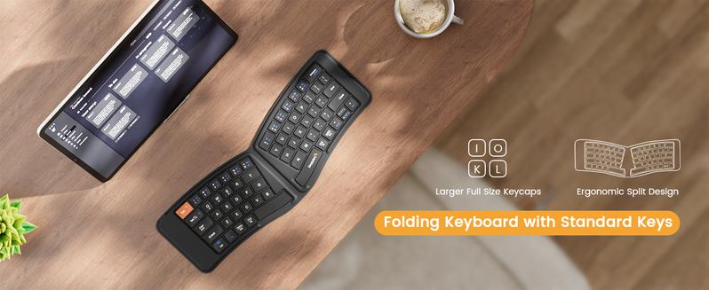 ProtoArc Ergonomic Foldable Keyboard, XK03 Split Folding Travel Bluetooth Keyboard, Ultra Slim, Portable for iPad, iPhone, Tablet, Laptop, PC ProtoArc Ergonomic Foldable Keyboard, XK03 Split Folding Travel Bluetooth Keyboard, Ultra Slim, Portable for iPad, iPhone, Tablet, Laptop, PC
