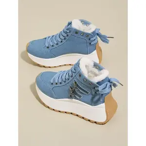 Women's winter boots, silver loafers, thick soled flat shoes, all season casual sports shoes, snow boots (gifts)Gift