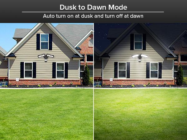 SANSI Super Bright  54W LED Security Lights Motion Sensor Flood Light Outdoor, 7000LM, 700W Equiv 5000K IP65 Waterproof, 4 Head Dusk to Down Floodlight for Garage, Yard, Porch，Hardwired Upgraded Energy Efficient Sidewalk Driveways Patio