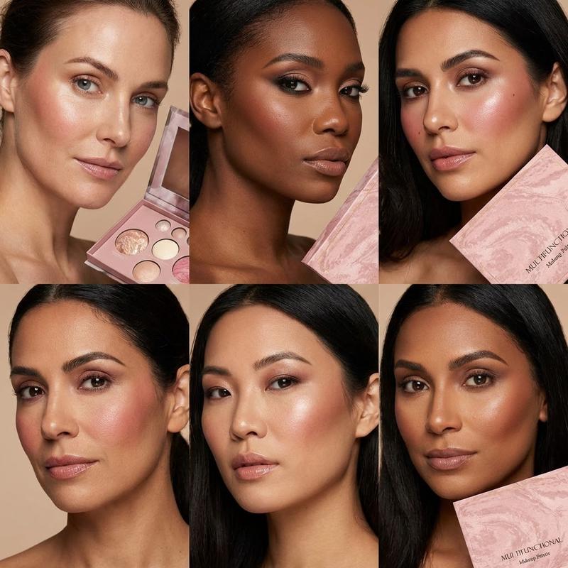 VOTIORS Full Size Baked Multi-Functional Makeup Palette | 4-in-1 Contour, Blush, Highlighter & Eyeshadow Palette | Travel Essential for Effortless On-the-Go Makeup