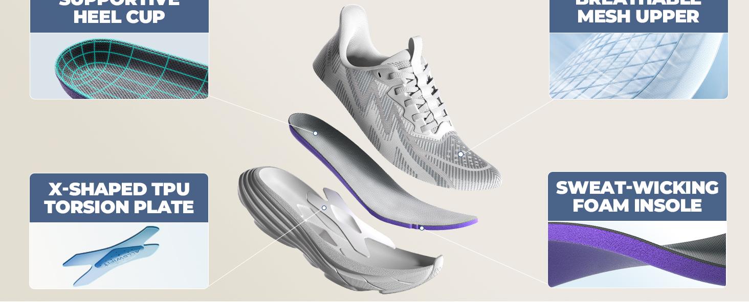 ALLSWIFIT Women's Slip On Walking Shoes Hands-Free Cushion Running Tennis SwiftPlush Non-Slip Comfortable Workout Gym Athletic Fashion Sneakers