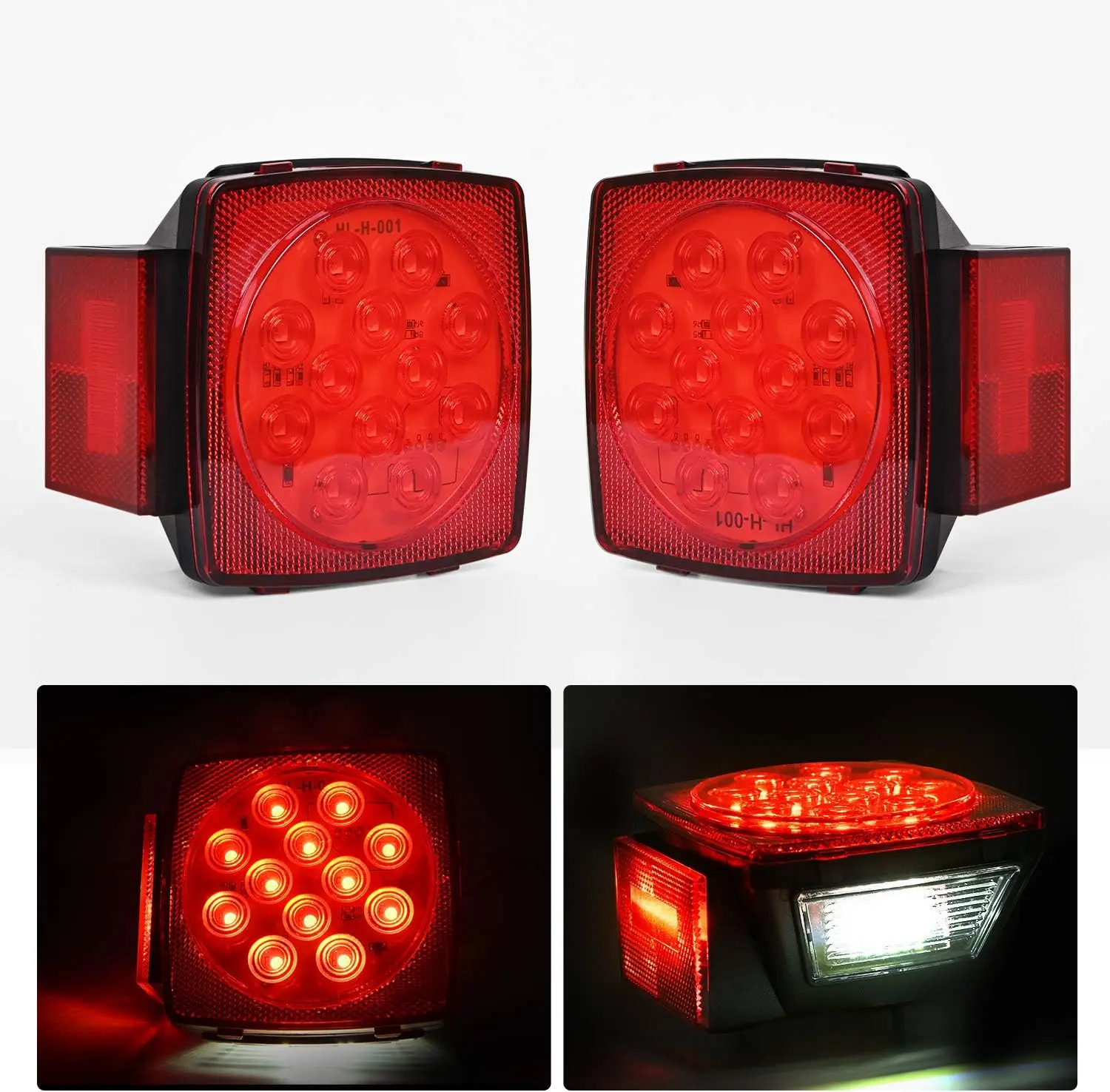 Nilight 2PCS Square LED Trailer Light Low Profile Submersible IP68 LED Stop Turn Tail Side Marker License Light for 12V Utility Trailer Boat Camper RV Trucks Marine Snowmobile (TL-23) Car Accessories, Tail Lights Side Lamp Led Blinker