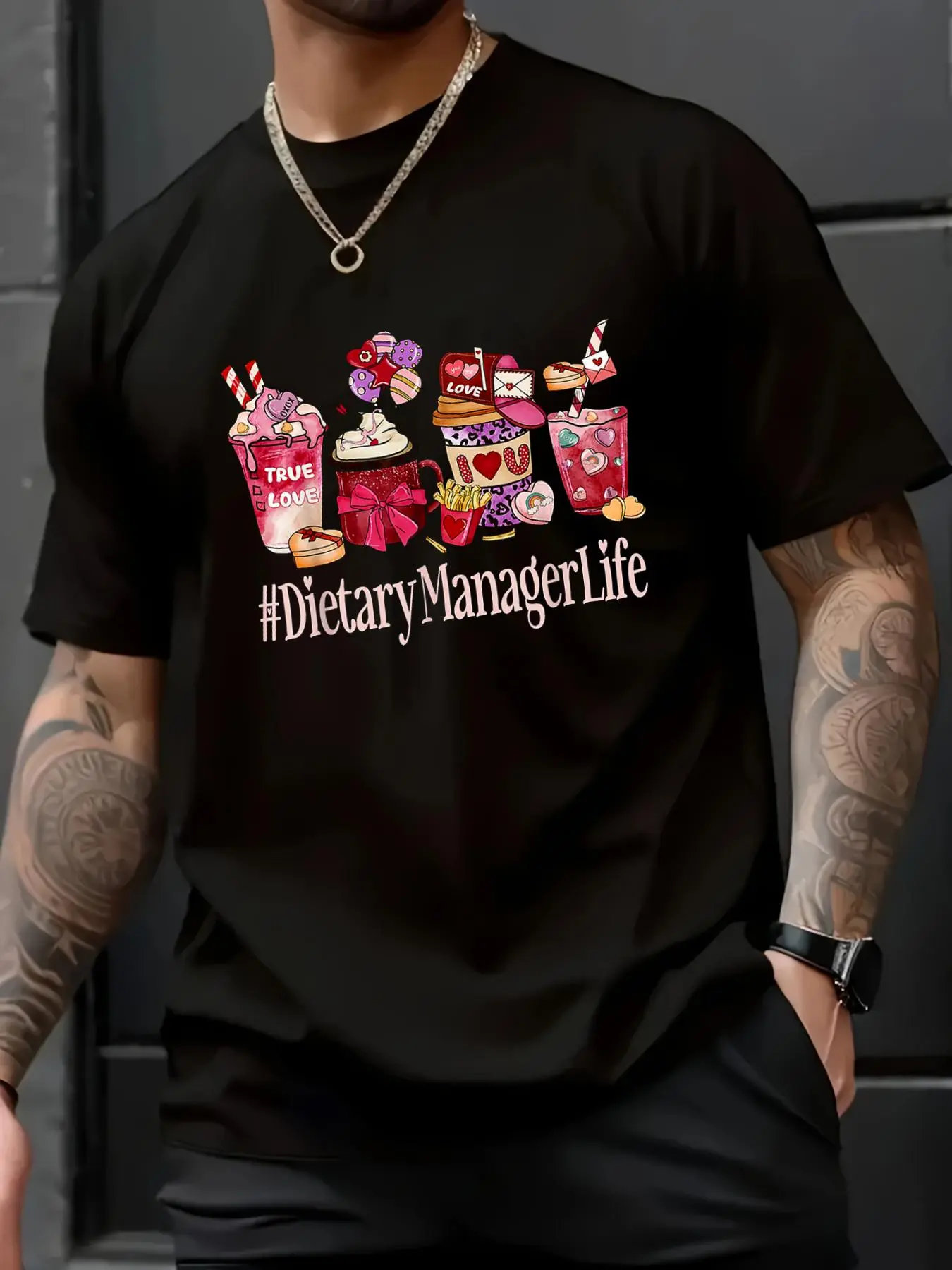 100% Cotton Unisex Dietary Manager Women Coffee Lovers Funny Valentine's Day T-Shirt - Soft 100% Cotton, Breathable, Casual Short Sleeve Top for Spring & Summer for T-Shirt Lovers, Men's Women's Shirt Top, Short Sleeve Tops Crewneck Tshirt