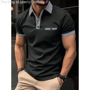 [Big Tall Men Clothing] Stylish and Comfortable Men'S Plus Size Plaid Polo Shirt with Unique Graphic Print, Perfect for Dressing Up or - Classic Check Design