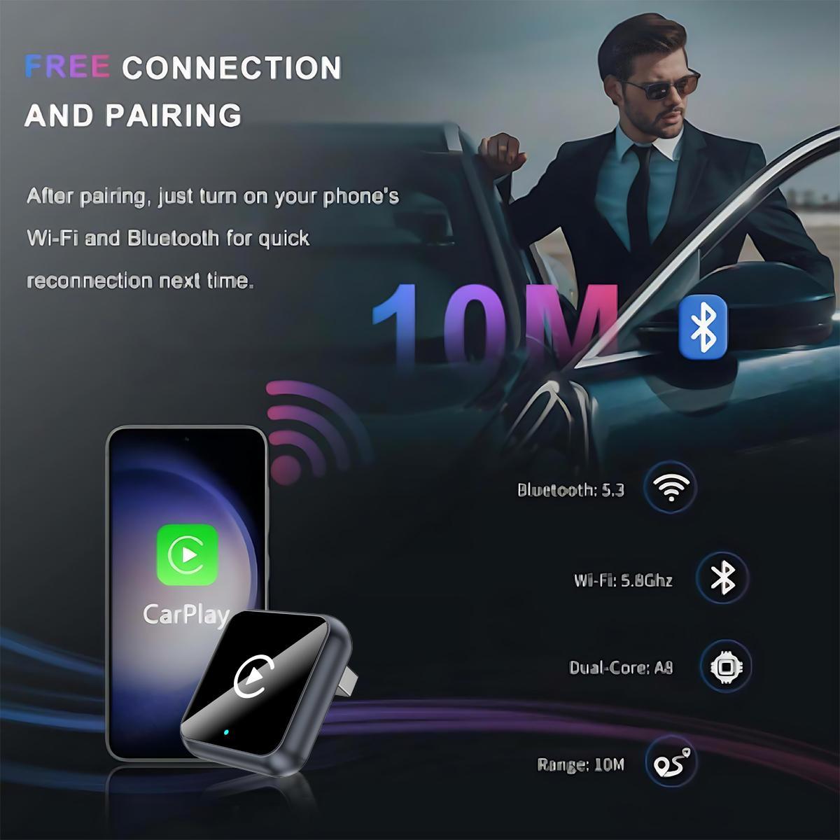 2026 Wireless carplay Adapter for iPhone/Android - Fast Connection,No Latency,Hands-Free Call wireless adapter Electronic Charger carplay dongle