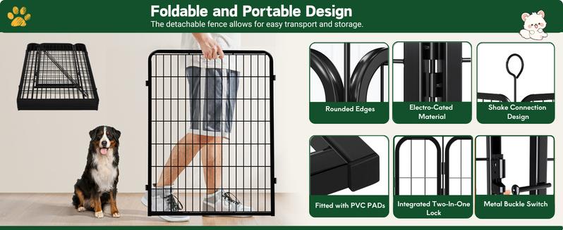 Grovebloom 40-inch 16-Panel Dog Playpen Heavy-Duty Metal Pet Fence for RV Camping Yard Garden Secure Exercise Space Large Polygon Enclosure Easy Assembly