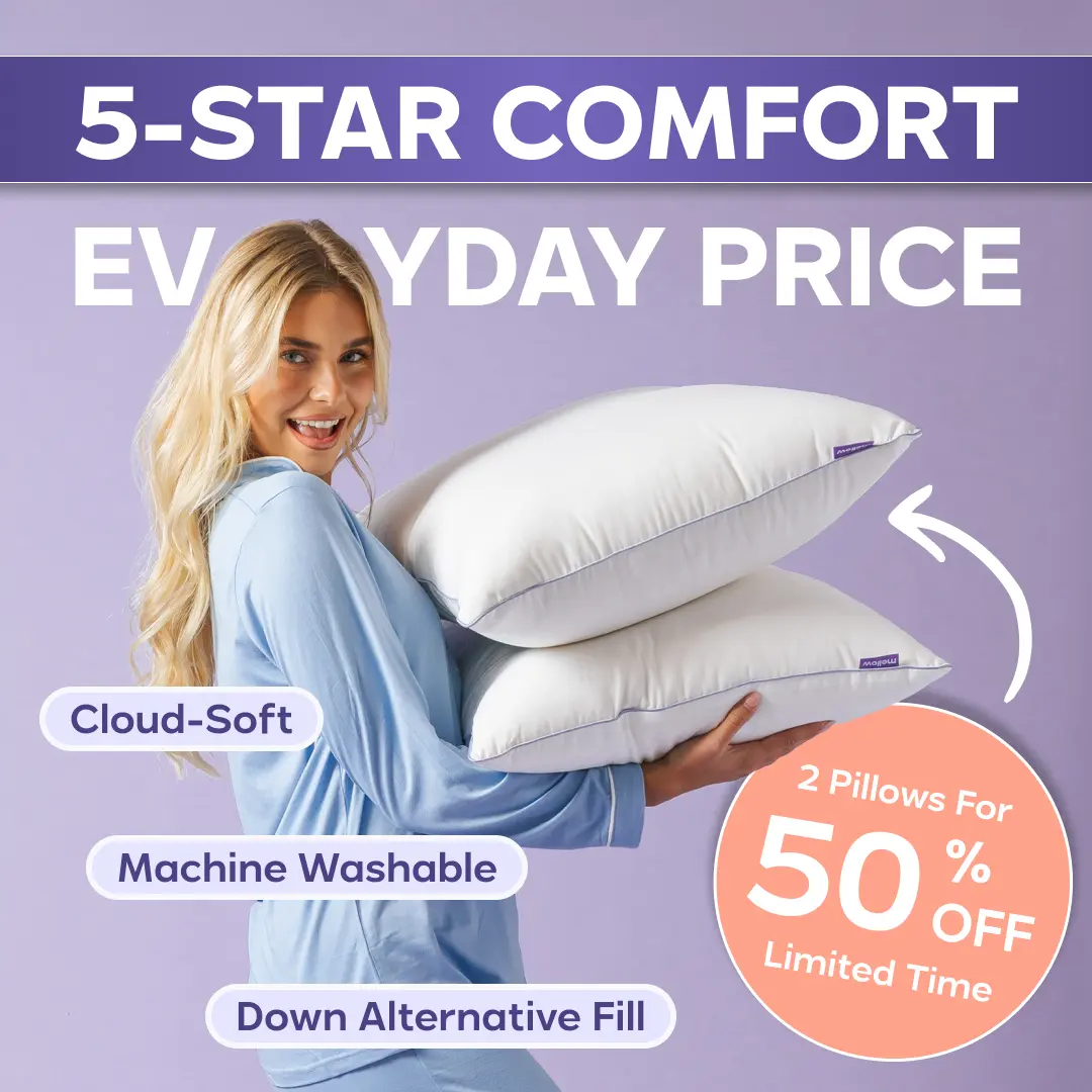 Mellow Sleep | 2-Pack Hotel Pillow Waterproof & Stain-Resistant Cloud-Soft Hypoallergenic Machine Washable Best Pillow of 2025
