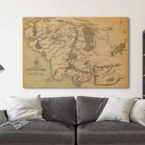 The Lord Of The Rings Poster Unframe Map of Middle Earth Fellowship Print Wall Art