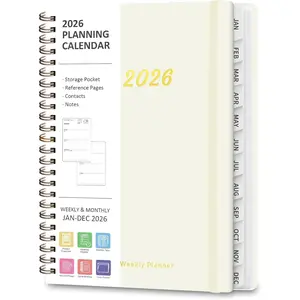 2026 Planner, Weekly and Monthly Calendar Planning Agenda, Jan - Dec 2026, Academic Planner Book, Desk Accessories and Office School Supplies - A5 (6.3'' x 8.5'')